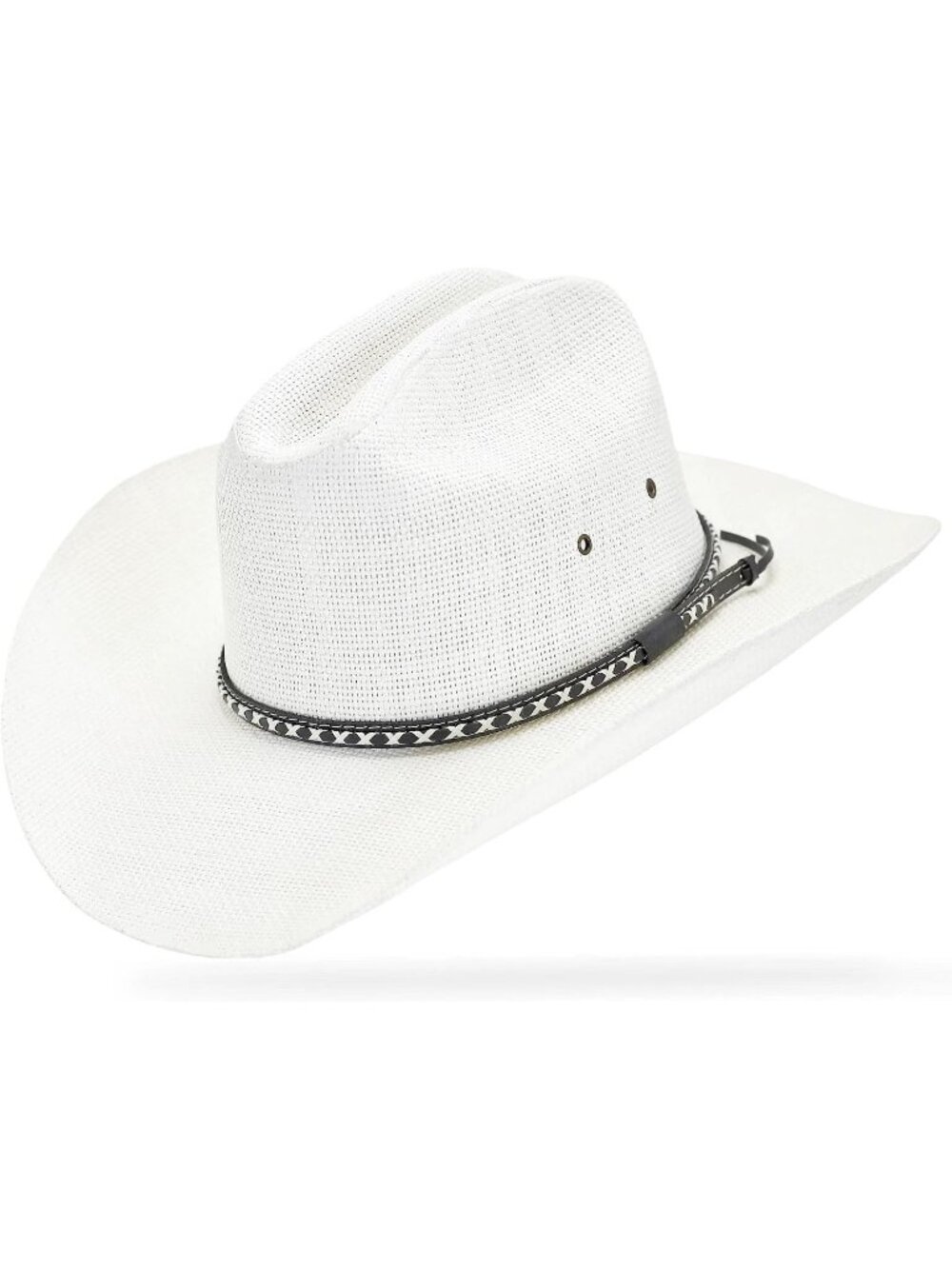 Unisex White Straw Cattleman Crease Shapeable Wide Brim Western Cowboy Sun Hat
